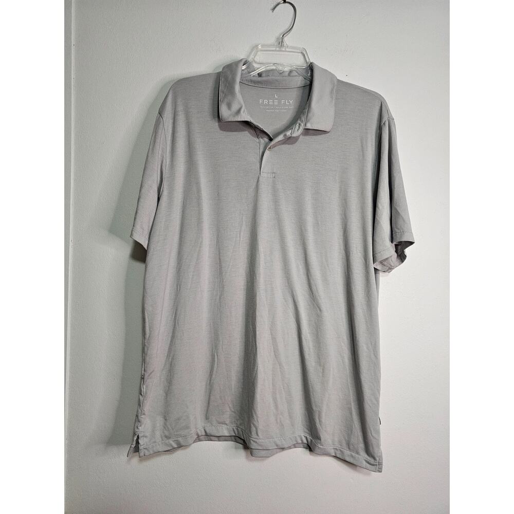 Free Fly Elevate Polo Shirt Men's Sz Large Gray Short Sleeve Performance